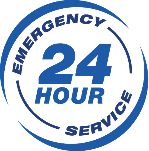 Emergency 24 Hour Service badge.