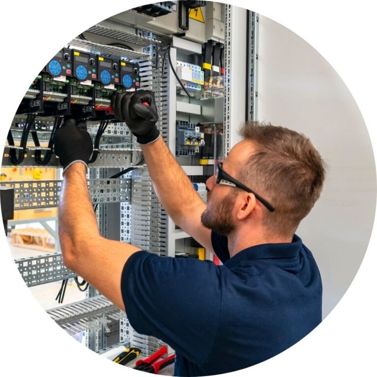 An electrician is working on a new project.